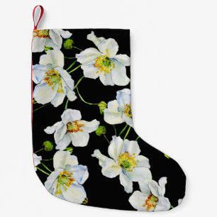 Camomile flowers watercolor illustration pattern small christmas stocking