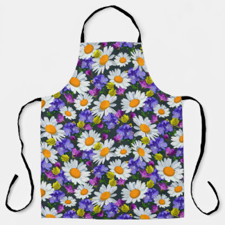 Camomile, wild flowers: seamless pattern. apron