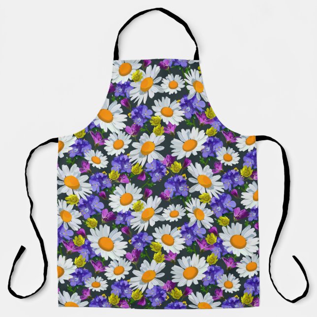 Camomile, wild flowers: seamless pattern. apron (Front)