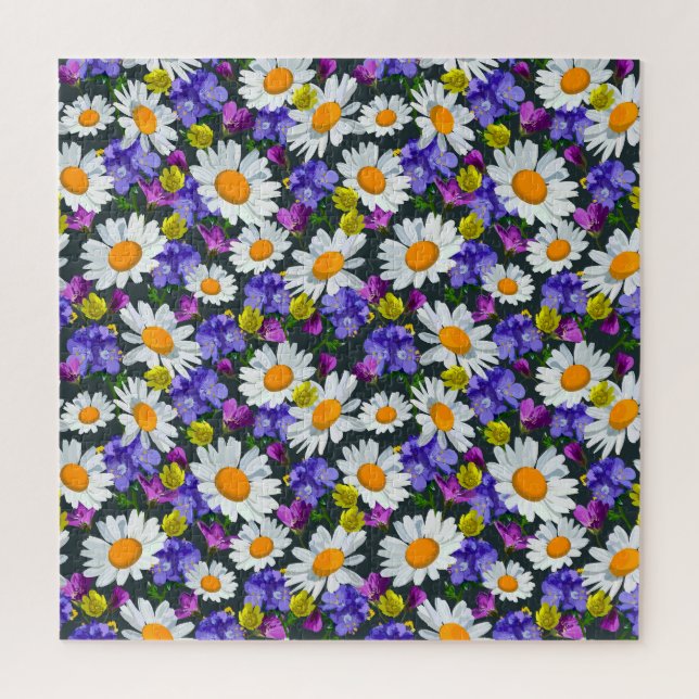 Camomile, wild flowers: seamless pattern. jigsaw puzzle (Vertical)