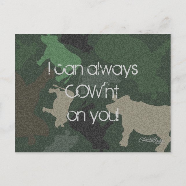 CaMOOflage Cow Collage in Green Postcard (Front)