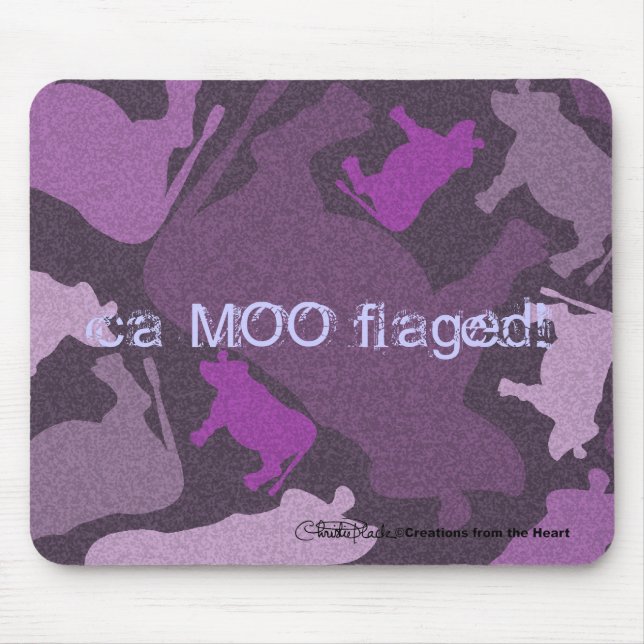 CaMOOflage Cow Collage in Purple Mouse Pad (Front)