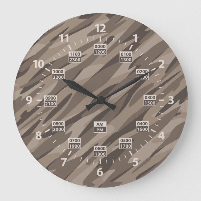 Camouflage 24 Heures Style Militaire Horloge Temps (Recto)