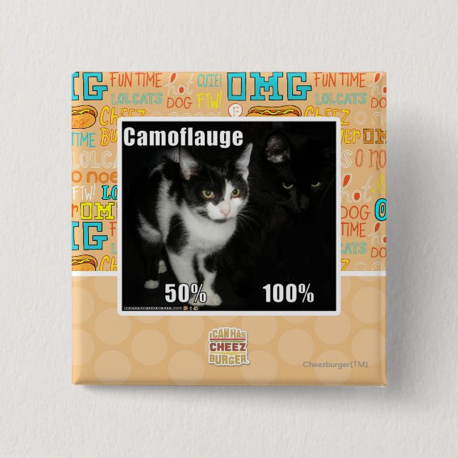 Camouflage 2 Inch Square Button (Front)