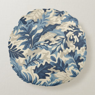 Camouflage Abstract Leaves Round Pillow