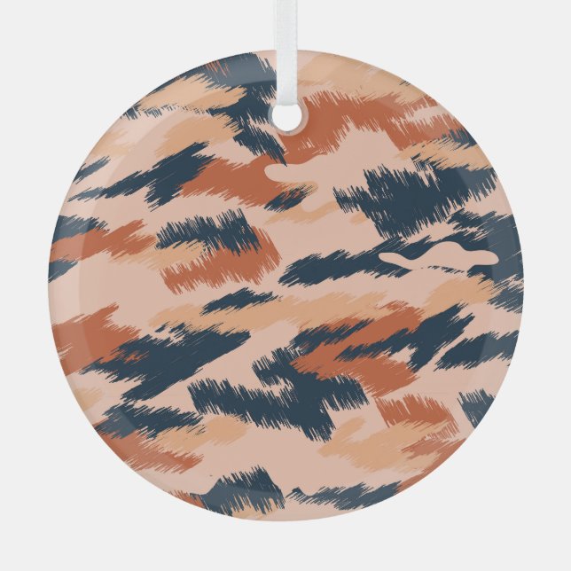 Camouflage Abstract: Vintage Seamless Wallpaper. Glass Ornament (Front)