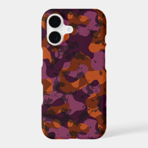 camouflage abstrait bordeaux et orange