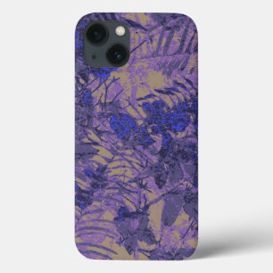 Camouflage against blue flower iPhone 13 case