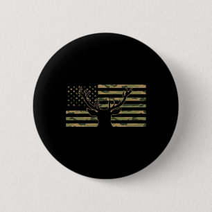 Camouflage American Flag Antlers Deer Cool Patriot 2 Inch Round Button