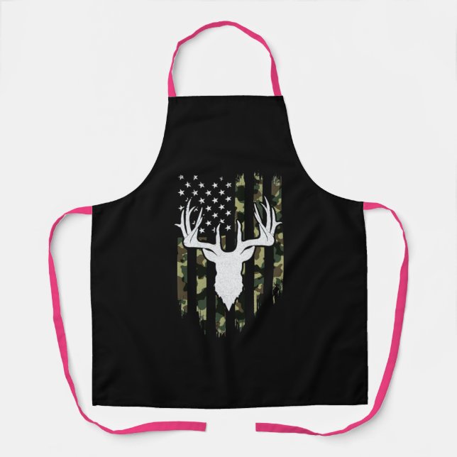 Camouflage American Flag Deer Hunting Apron (Front)