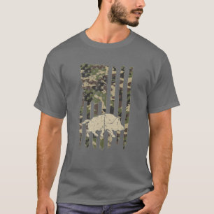 Camouflage American Flag Hog Hunting Costume Hunte T-Shirt