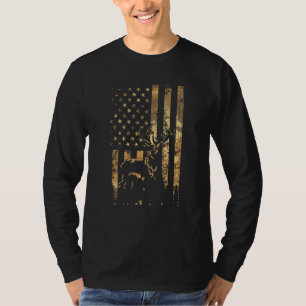 Camouflage American Flag Patriotic Deer Hunter Usa T-Shirt
