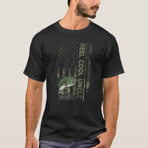 Camouflage American Flag Reel Cool Uncle Fishing F T-Shirt