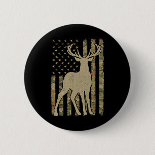 Camouflage American Flag Usa Hunter Deer Hunting E 2 Inch Round Button