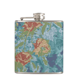 Camouflage and flowers hip flask