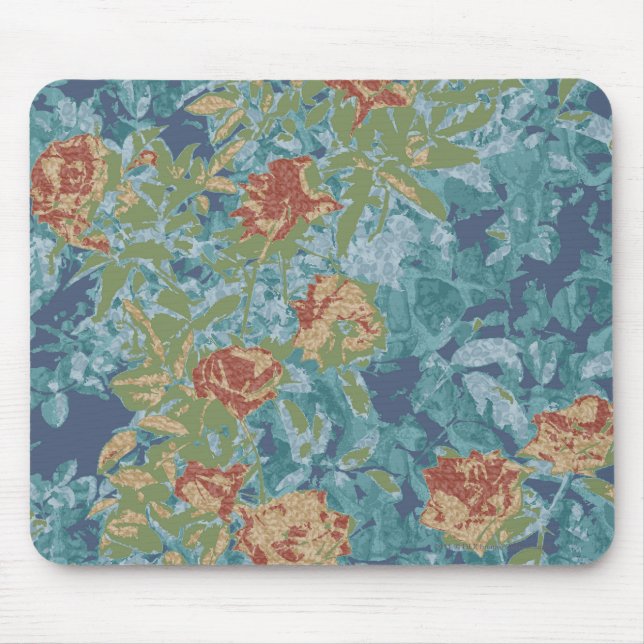 Camouflage and flowers mouse pad (Front)