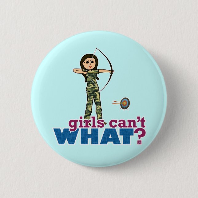 Camouflage Archery Girl - Light 2 Inch Round Button (Front)
