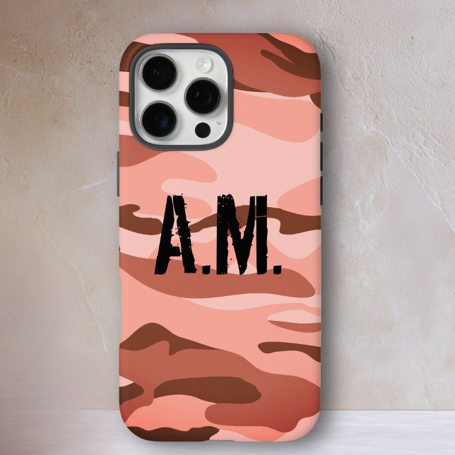 Camouflage Armée Monogramme coque iphone-Orange-Br (Camouflage Army Monogram iPhone Case-Beige-Brown Case-Mate iPhone Case)