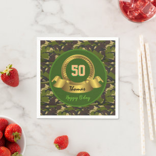 Camouflage army green 50th Birthday / hunter party Napkin