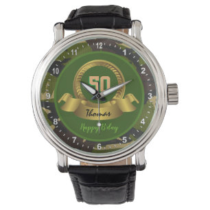 Camouflage army green 50th Birthday / hunter party Watch