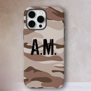 Camouflage Army Monogram iPhone Case-Beige-Brown 16 Pro Max Case