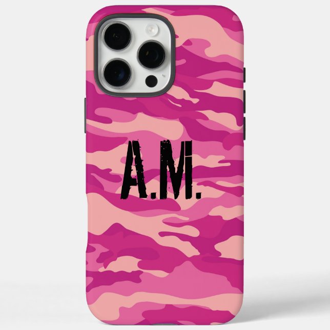 Camouflage Army Monogram Pink Case-Mate iPhone Case (Back)