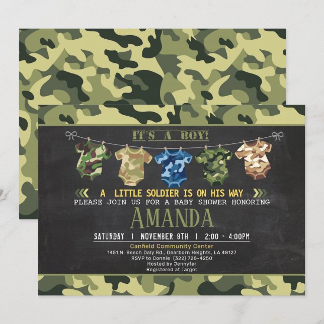 Camouflage baby shower invite (Front/Back)
