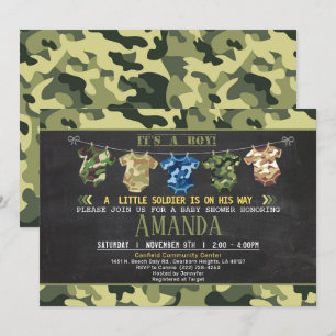 Camouflage baby shower invite