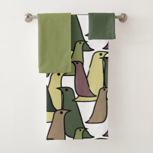 Camouflage Birds  Bath Towel Set