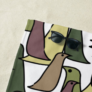 Camouflage Birds  Beach Towel