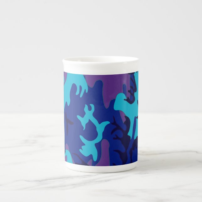 Camouflage bleu foncé et violet d'os Chine Mug (Devant)