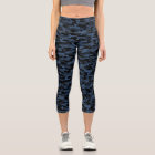 Camouflage bleu Motif Capri Leggings