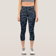Camouflage bleu Motif Capri Leggings