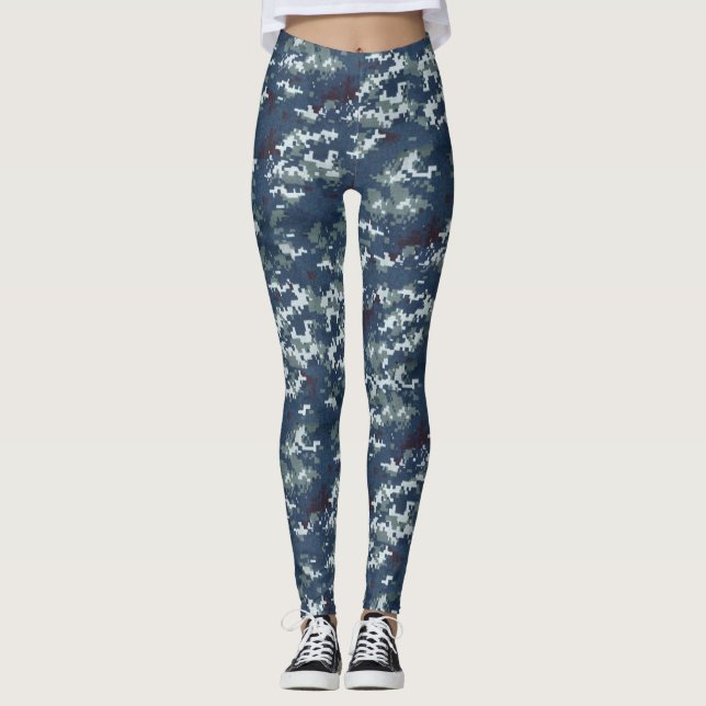 Camouflage bleu vert/Brown Leggings pour femmes (Devant)