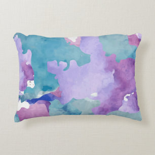 Camouflage Blue Abstract Pattern Accent Pillow