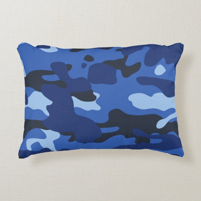 Camouflage Blue Camo Army Pattern Accent Pillow (Front)