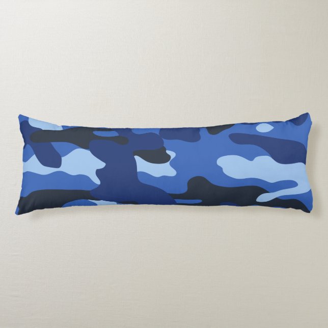 Camouflage Blue Camo Army Pattern Body Pillow (Front)