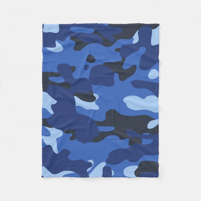 Camouflage Blue Camo Army Pattern Fleece Blanket (Front)