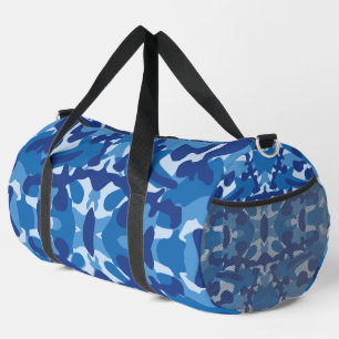 Camouflage Blue Camo Army Pattern Monogram Duffle Bag