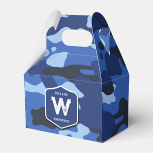 Camouflage Blue Camo Army Pattern Monogram   Favor Box
