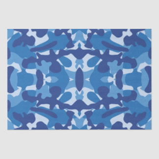 Camouflage Blue Camo Army Pattern Monogram Tissue Paper