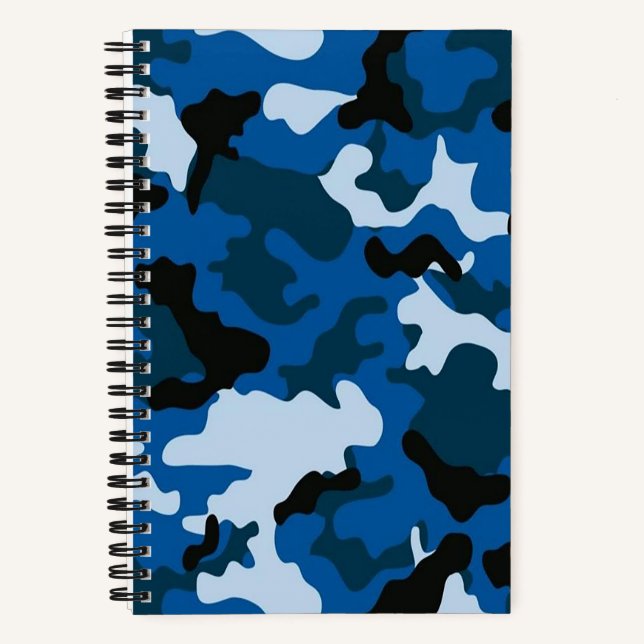 camouflage blue pattern Notebook (Front)