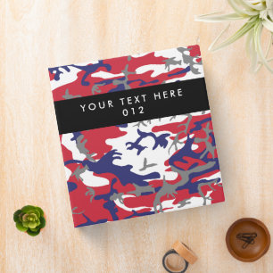 Camouflage, Blue White Red Grey, Military, Army Binder