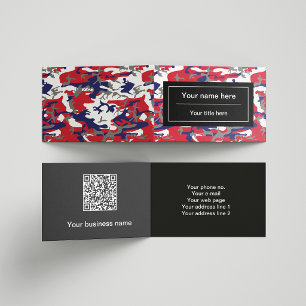 Camouflage, Blue White Red Grey, Military, Army Business Card