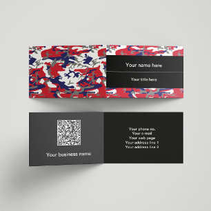 Camouflage, Blue White Red Grey, Military, Army Business Card