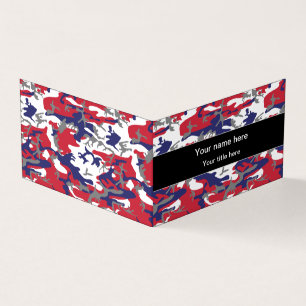 Camouflage, Blue White Red Grey, Military, Army Business Card