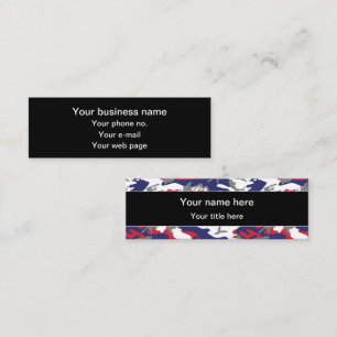 Camouflage, Blue White Red Grey, Military, Army Mini Business Card