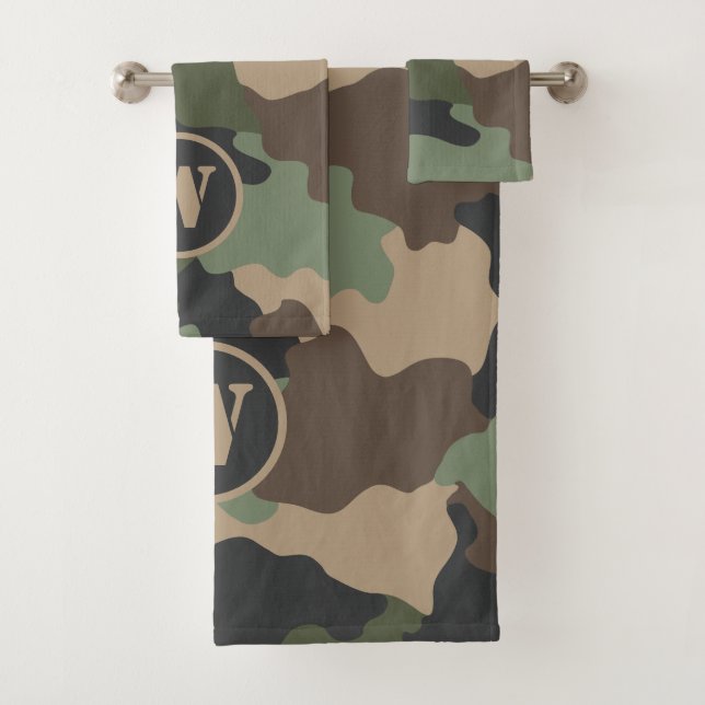 Camouflage Bois Camo Kaki Tan Noir Monogramme (En situation)