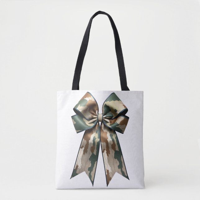 Camouflage Bow Design - Stylish Military-Inspired  Tote Bag (Front)