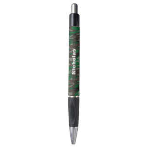 Camouflage Brown Green Grey Pattern Custom Name Pen